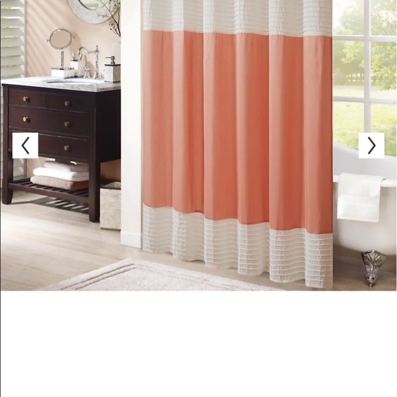Madison Park Shower Curtain 72”x72” polyester Orange/coral, white, beige NEW - Picture 2 of 5
